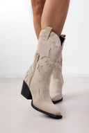 Μπότες cowboy καστόρινες PIECES 17152208 - Μπεζ - thefashionproject.gr - PIECES