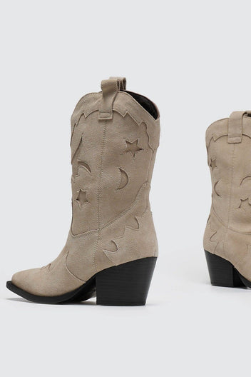 Μπότες cowboy καστόρινες PIECES 17152208 - Μπεζ - thefashionproject.gr - PIECES