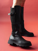 Μπότες φλατ με ριμπ κάλτσα στο πλάι - Μαύρο - thefashionproject.gr - The Fashion Project