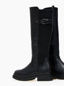 Μπότες φλατ με ριμπ κάλτσα στο πλάι - Μαύρο - thefashionproject.gr - The Fashion Project