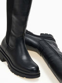 Μπότες φλατ με ριμπ κάλτσα στο πλάι - Μαύρο - thefashionproject.gr - The Fashion Project