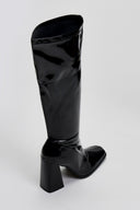 Μπότες κάλτσα λουστρίνι με τακούνι - Μαύρο - thefashionproject.gr - JOIA