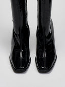 Μπότες κάλτσα λουστρίνι με τακούνι - Μαύρο - thefashionproject.gr - JOIA