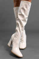 Μπότες κάλτσα λουστρίνι με τακούνι - Μπεζ - thefashionproject.gr - JOIA