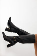 Μπότες λουστρίνι με τοκά - Μαύρο - thefashionproject.gr - Ideal shoes