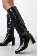 Μπότες λουστρίνι με τοκά - Μαύρο - thefashionproject.gr - Ideal shoes