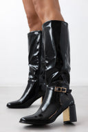 Μπότες λουστρίνι με τοκά - Μαύρο - thefashionproject.gr - Ideal shoes