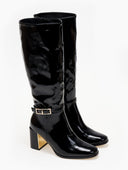 Μπότες λουστρίνι με τοκά - Μαύρο - thefashionproject.gr - Ideal shoes