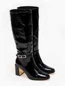 Μπότες λουστρίνι με τοκά - Μαύρο - thefashionproject.gr - Ideal shoes