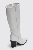 Μπότες μυτερές με χοντρό τακούνι - Λευκό - thefashionproject.gr - Ideal shoes
