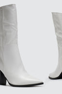Μπότες μυτερές με χοντρό τακούνι - Λευκό - thefashionproject.gr - Ideal shoes