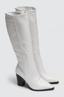 Μπότες μυτερές με χοντρό τακούνι - Λευκό - thefashionproject.gr - Ideal shoes
