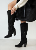 Μπότες suede με τακούνι - Μαύρο - thefashionproject.gr - The Fashion Project