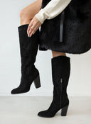 Μπότες suede με τακούνι - Μαύρο - thefashionproject.gr - The Fashion Project