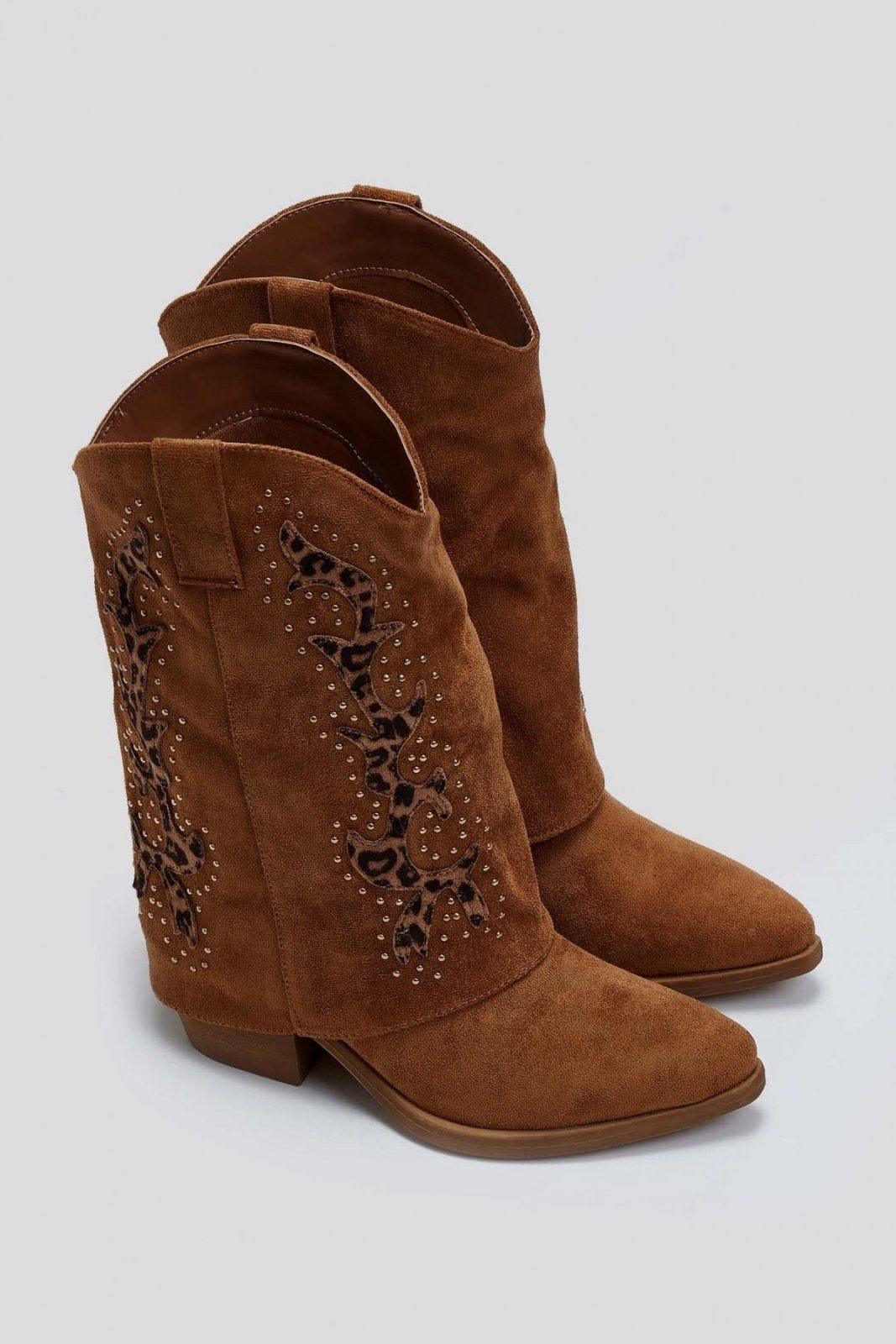 Μπότες suede μυτερές με γκέτα και τρουκς ERYNN - Κάμελ - thefashionproject.gr - ERYNN