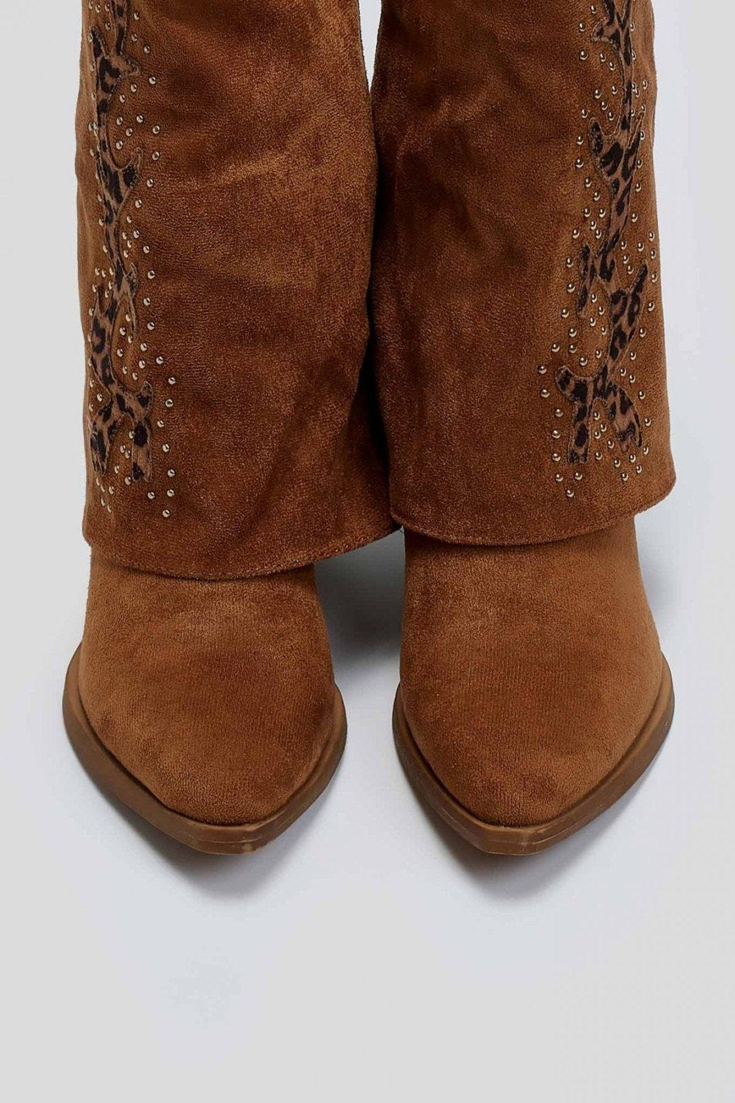 Μπότες suede μυτερές με γκέτα και τρουκς ERYNN - Κάμελ - thefashionproject.gr - ERYNN