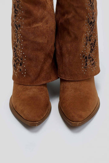 Μπότες suede μυτερές με γκέτα και τρουκς ERYNN - Κάμελ - thefashionproject.gr - ERYNN