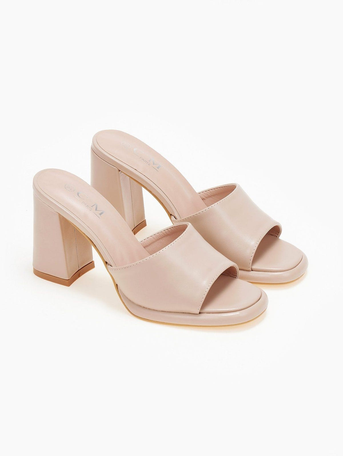 Mules ανοιχτά με φάσα - Nude - thefashionproject.gr - CM Paris