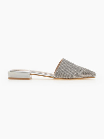 Mules ανοιχτά με στρας TFP - Ασημί - thefashionproject.gr - TFP