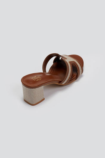 Mules ανοιχτά με ύφασμα ERYNN - Κάμελ - thefashionproject.gr - ERYNN
