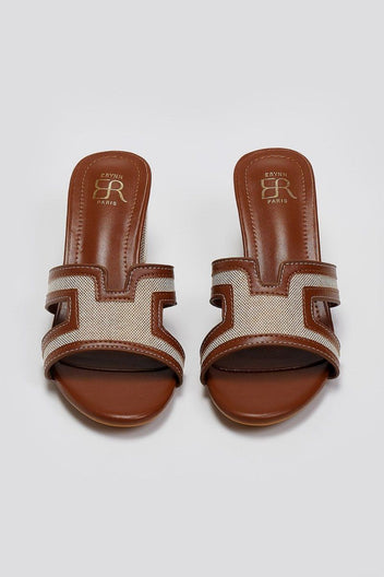Mules ανοιχτά με ύφασμα ERYNN - Κάμελ - thefashionproject.gr - ERYNN