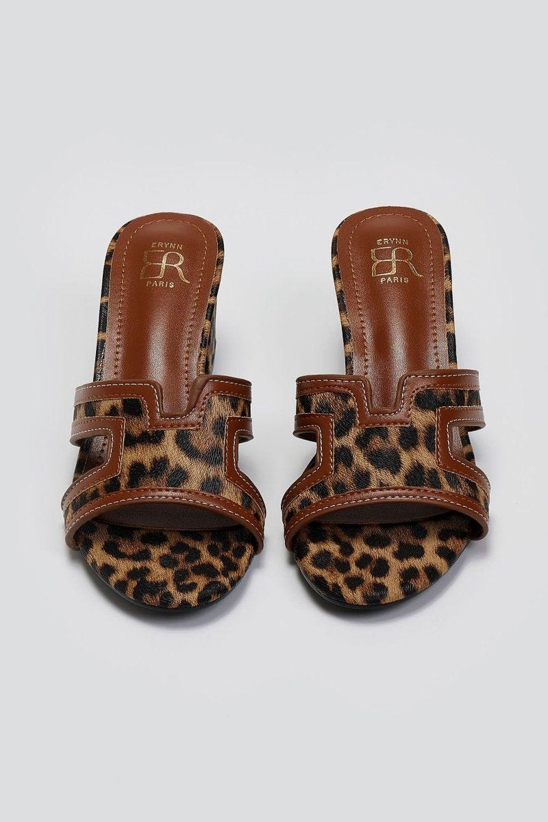 Mules ανοιχτά με ύφασμα ERYNN - Leopard - thefashionproject.gr - ERYNN
