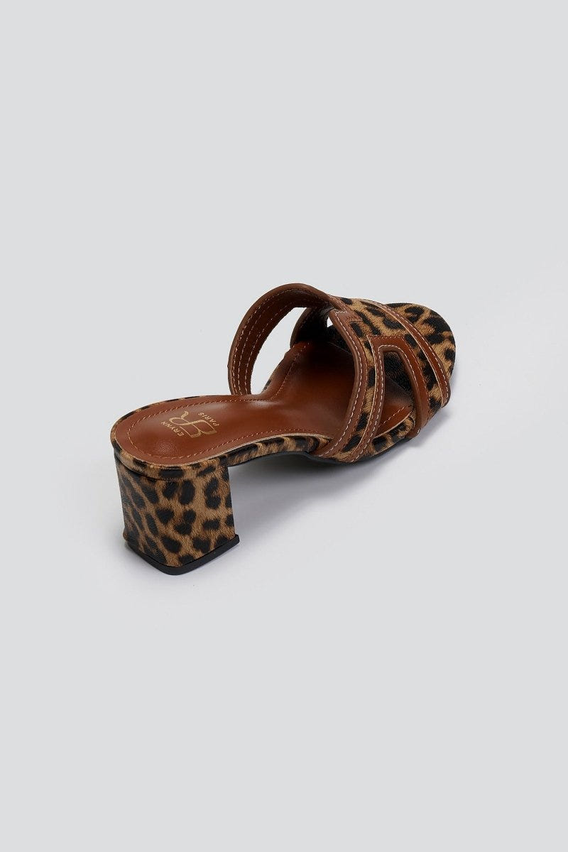 Mules ανοιχτά με ύφασμα ERYNN - Leopard - thefashionproject.gr - ERYNN