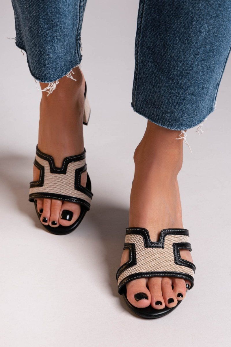 Mules ανοιχτά με ύφασμα ERYNN - Μαύρο - thefashionproject.gr - ERYNN