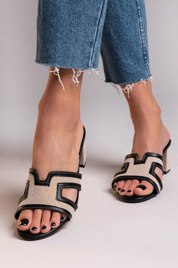 Mules ανοιχτά με ύφασμα ERYNN - Μαύρο - thefashionproject.gr - ERYNN