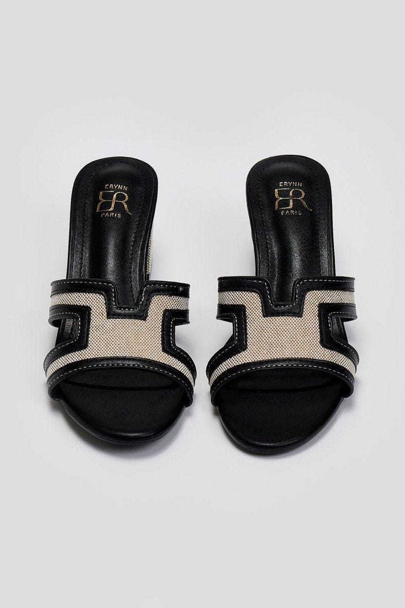 Mules ανοιχτά με ύφασμα ERYNN - Μαύρο - thefashionproject.gr - ERYNN