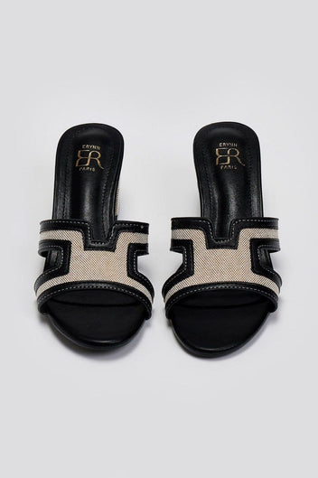 Mules ανοιχτά με ύφασμα ERYNN - Μαύρο - thefashionproject.gr - ERYNN