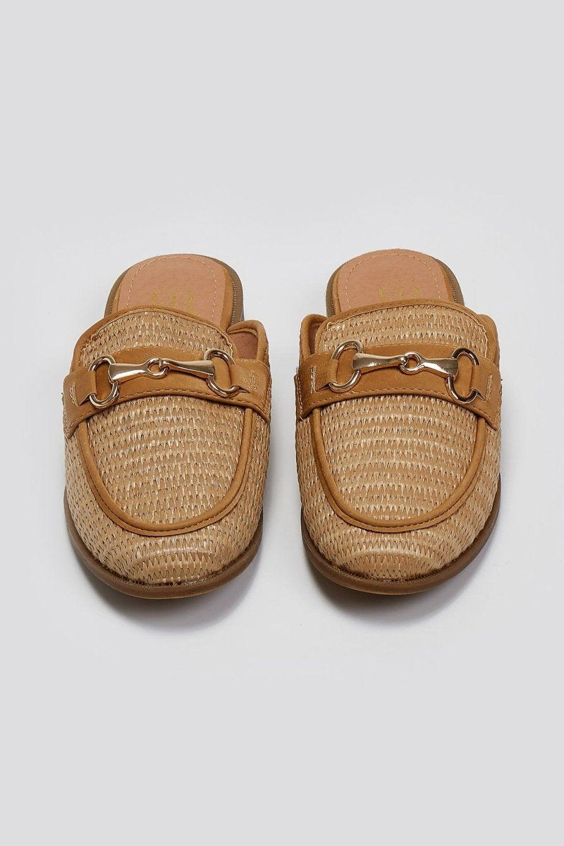 Mules από ψάθα ERYNN - Κάμελ - thefashionproject.gr - ERYNN