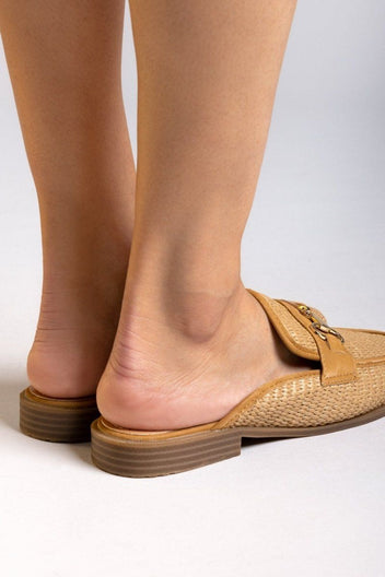 Mules από ψάθα ERYNN - Κάμελ - thefashionproject.gr - ERYNN