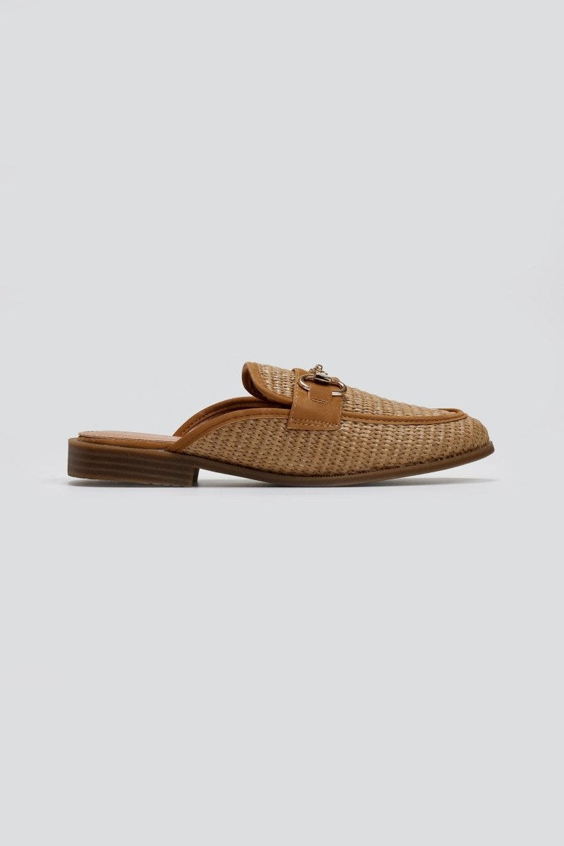 Mules από ψάθα ERYNN - Κάμελ - thefashionproject.gr - ERYNN