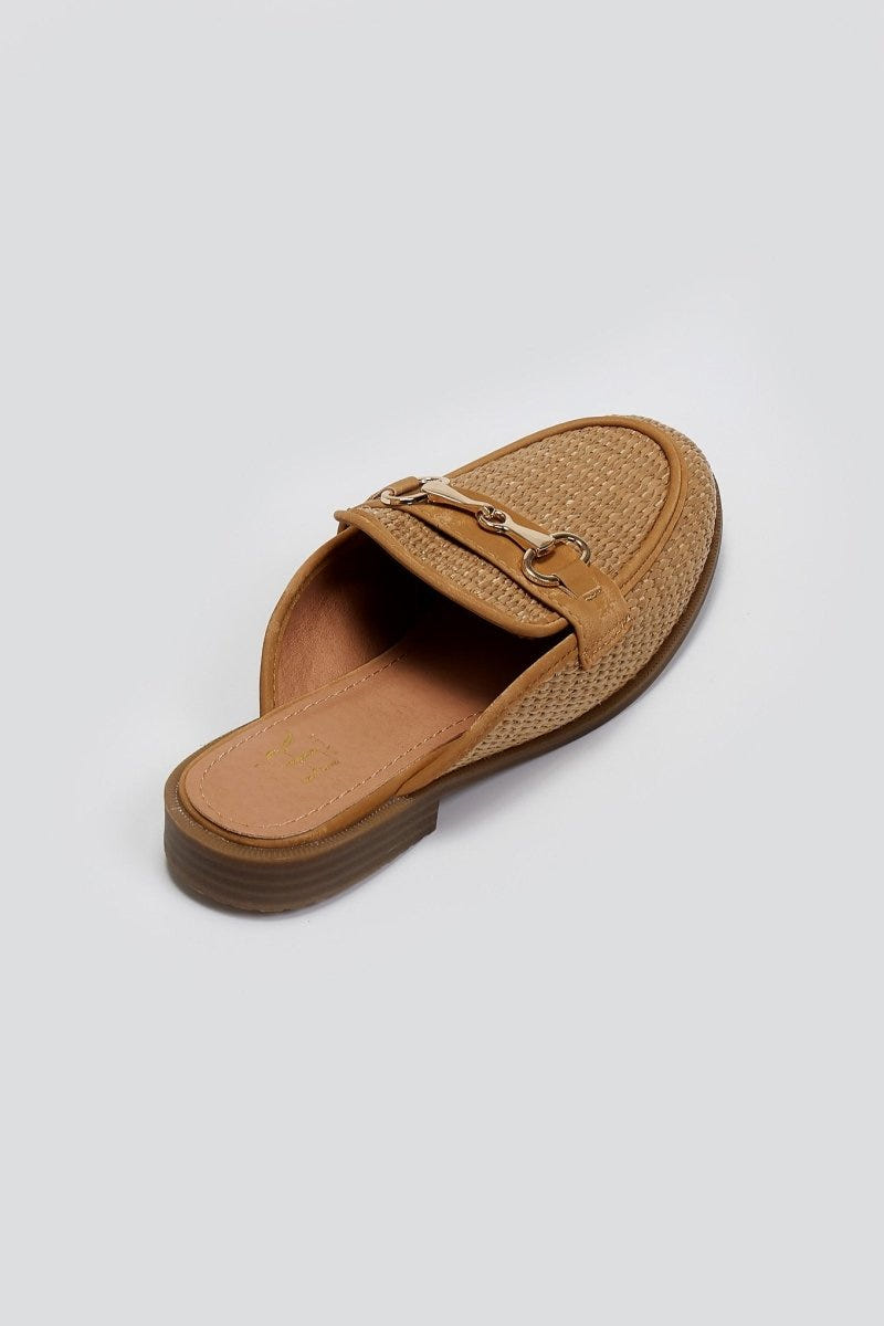 Mules από ψάθα ERYNN - Κάμελ - thefashionproject.gr - ERYNN