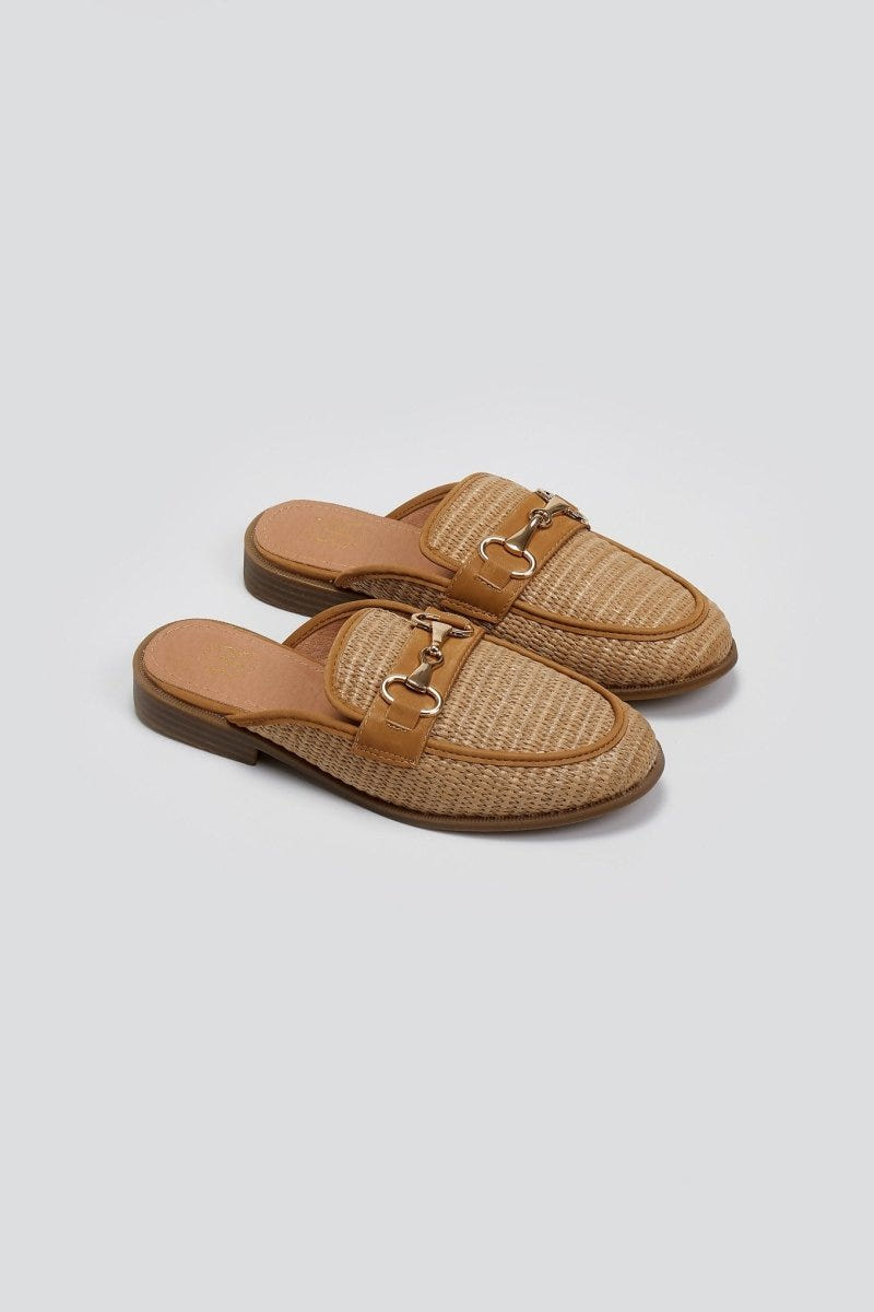 Mules από ψάθα ERYNN - Κάμελ - thefashionproject.gr - ERYNN