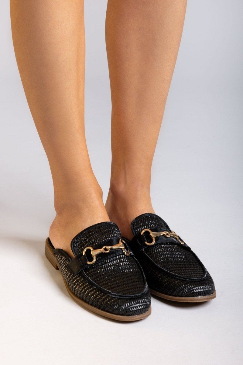 Mules από ψάθα ERYNN - Μαύρο - thefashionproject.gr - ERYNN