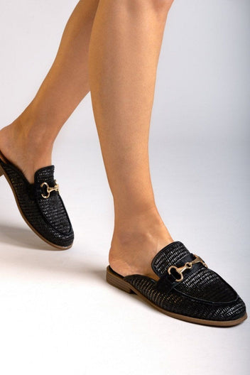 Mules από ψάθα ERYNN - Μαύρο - thefashionproject.gr - ERYNN