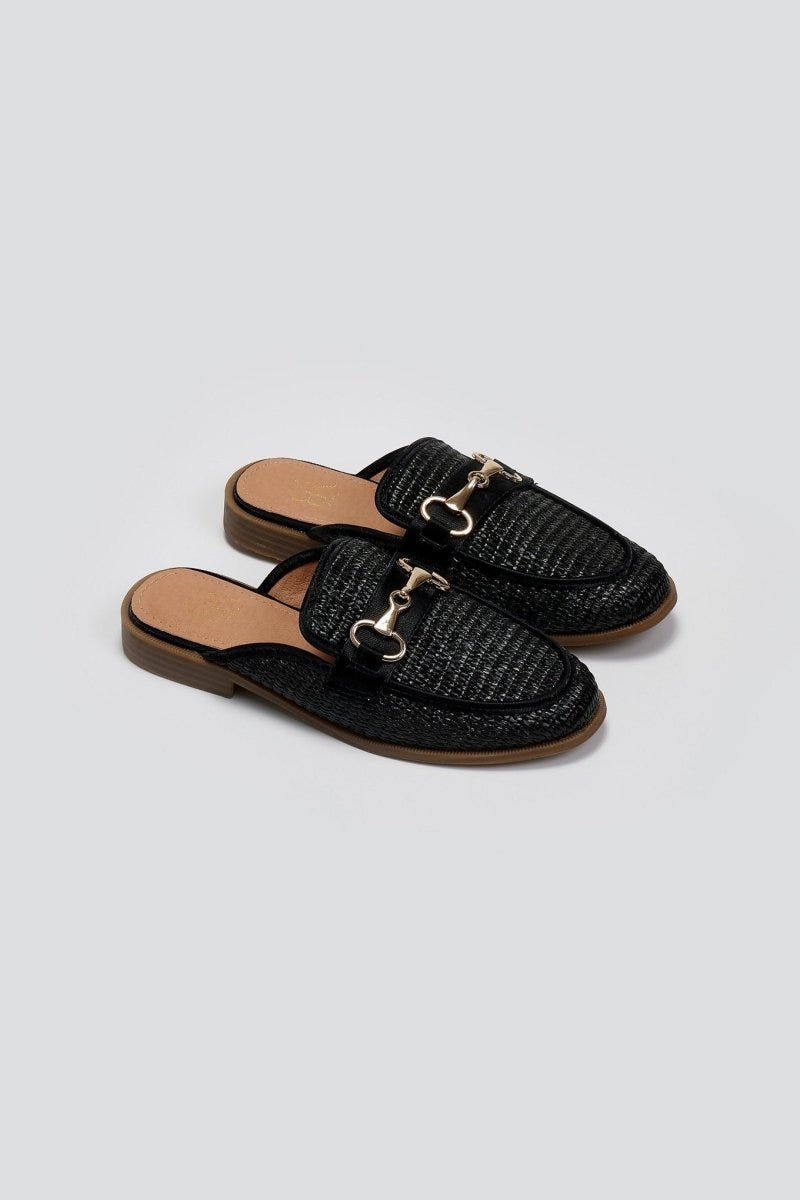 Mules από ψάθα ERYNN - Μαύρο - thefashionproject.gr - ERYNN