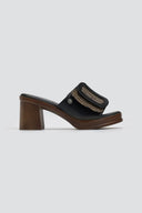 Mules από ψάθα με εφέ τοκά Refresh 172522 - Μαύρο - thefashionproject.gr - Refresh