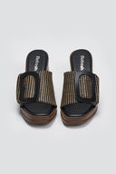Mules από ψάθα με εφέ τοκά Refresh 172522 - Μαύρο - thefashionproject.gr - Refresh