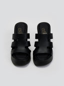Mules δερμάτινα με ανοίγματα Estil - Μαύρο - thefashionproject.gr - Estil