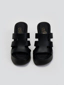 Mules δερμάτινα με ανοίγματα Estil - Μαύρο - thefashionproject.gr - Estil