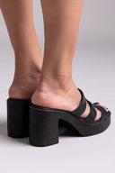 Mules δερμάτινα με ανοίγματα Estil - Μαύρο - thefashionproject.gr - Estil