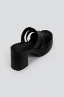 Mules δερμάτινα με ανοίγματα Estil - Μαύρο - thefashionproject.gr - Estil