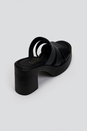 Mules δερμάτινα με ανοίγματα Estil - Μαύρο - thefashionproject.gr - Estil