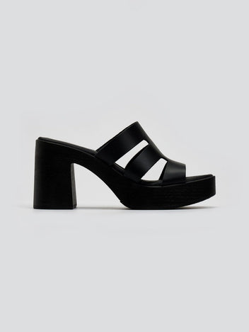 Mules δερμάτινα με ανοίγματα Estil - Μαύρο - thefashionproject.gr - Estil