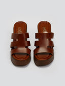 Mules δερμάτινα με ανοίγματα Estil - Ταμπά - thefashionproject.gr - Estil