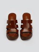 Mules δερμάτινα με ανοίγματα Estil - Ταμπά - thefashionproject.gr - Estil