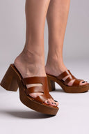Mules δερμάτινα με ανοίγματα Estil - Ταμπά - thefashionproject.gr - Estil